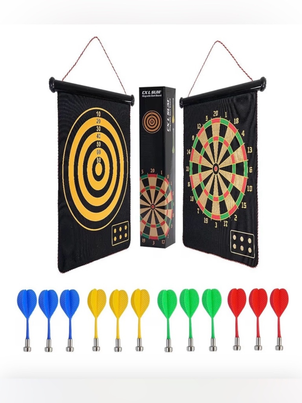 Magnetic Double-Sided Dartboard Set